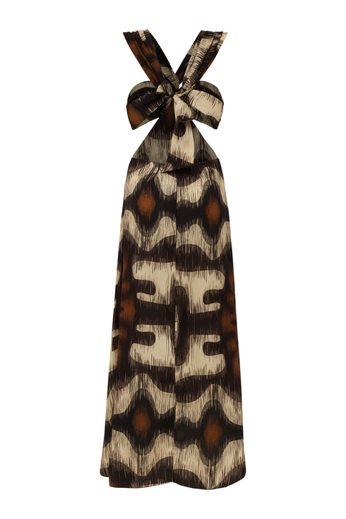 Santo Tomás Martellato Silk Dress / Brown Ikat